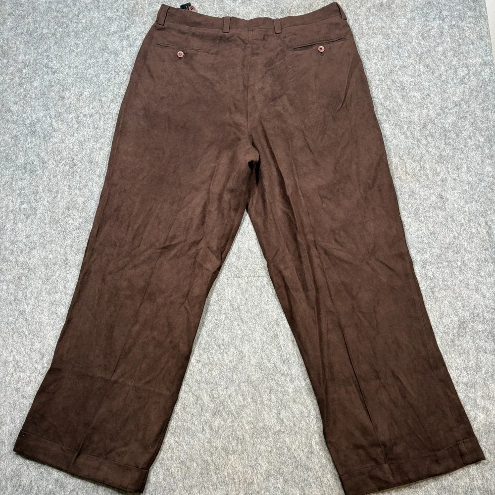 Insearch Pants Men's Size 38 Chocolate Brown Pleated Front Cuff Trouser Workwear